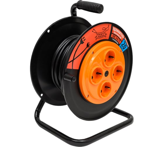 Изображение товара Удлинитель Рыжая такса УКП (катушка пластик) ПВС, 3х0,75 (10А), 4гнезда, 20м, с заземлением, УКП04-2738