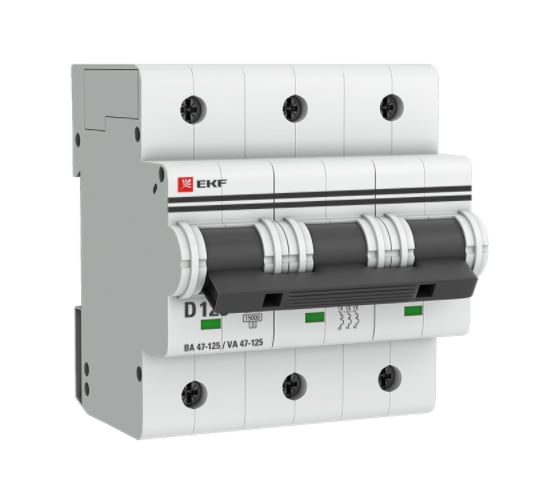 Изображение товара Автоматический выключатель EKF PROxima ВА 47-125, 3P, 125А, 15кА mcb47125-3-125D
