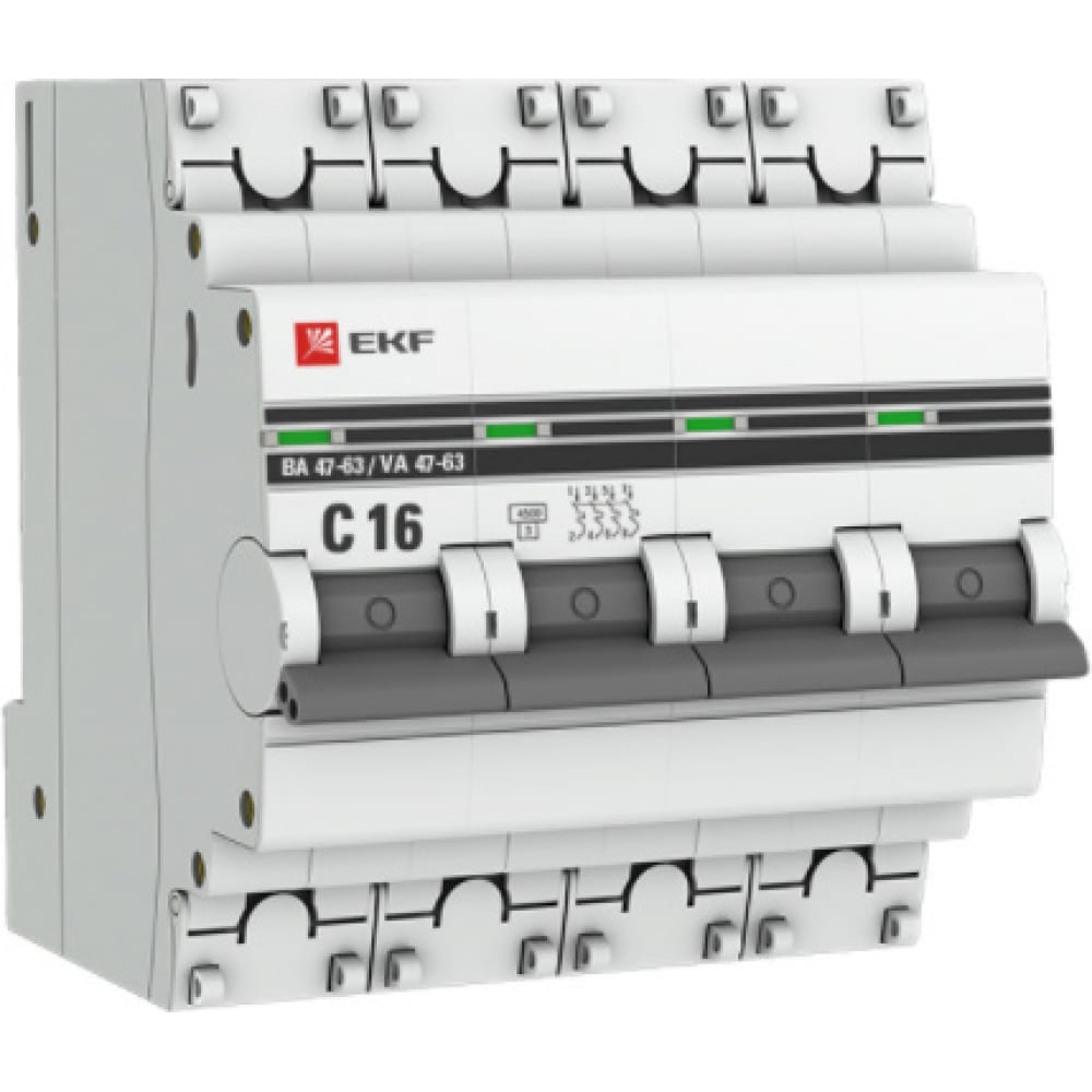фото Автоматический выключатель ekf proxima ва 47-63, 4p, 16а, 4,5ka sqmcb4763-4-16c-pro