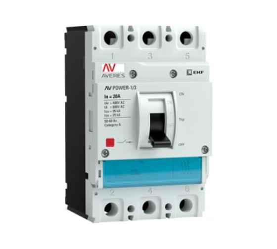 Изображение товара Автоматический выключатель EKF AV POWER-1/3, 20А, 35kA, TR 1 шт. mccb-13-20-TR-av