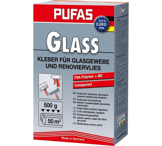 Изображение товара Обойный клей PUFAS EURO 3000 Glass стеклообои 500г 000904092
