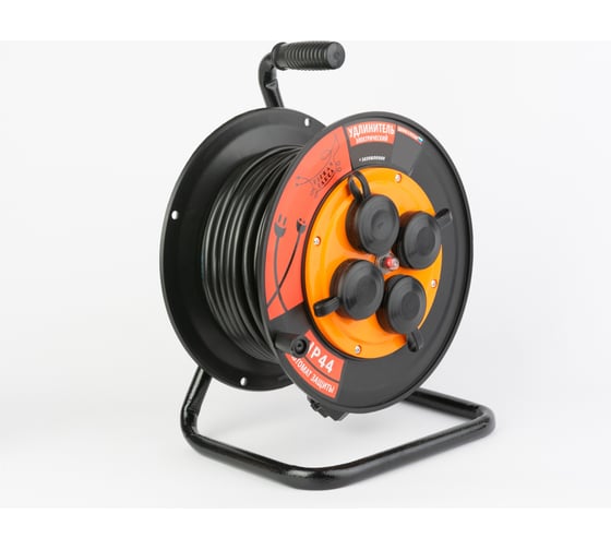 Изображение товара Удлинитель УКМ-44 (катушка металл) Рыжая такса КГ-ХЛ 3*1,5 (16А) 4гн. 25м IP44 с/з, УКМ4404-2417