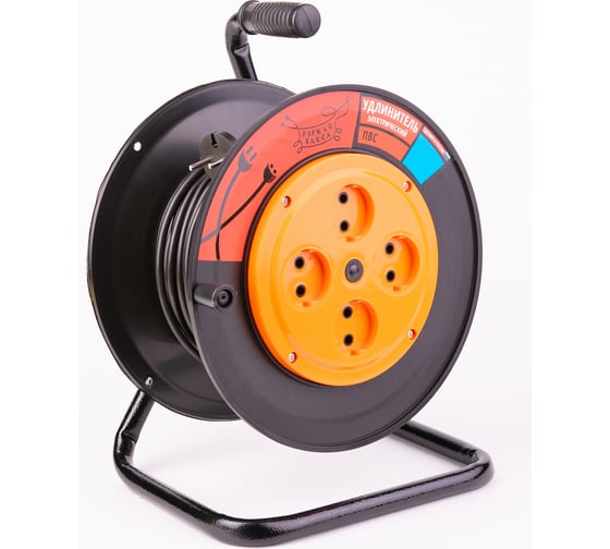 Изображение товара Удлинитель Рыжая такса УКП (катушка пластик) ПВС, 2х0,75 (6А), 4гнезда, 40м, без заземления, УКП04-2615