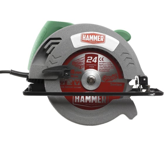 Изображение товара Циркулярная пила Hammer Flex CRP1500/185 1500 Вт, 5600 об/мин, 185x30 мм, максимальный пропил 59 мм 681576