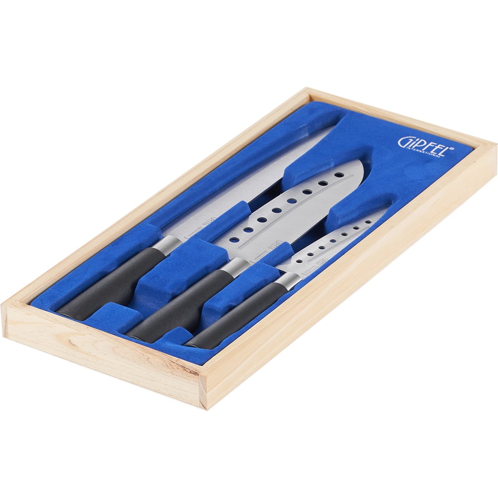 Изображение товара Набор кухонных ножей JAPANESE 3 пр. 20см 18см 13см в деревянной коробке