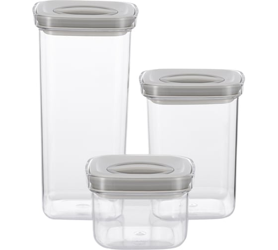 Изображение товара Набор контейнеров пластиковых TWIST 3 шт: 440 мл, 1000 мл, 1600 мл, 230x115x228 мм с герметичной крышкой. Материал: пластик, силикон Gipfel 50653
