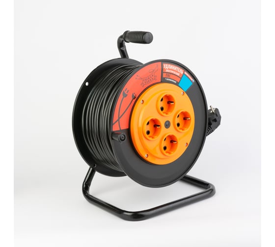 Изображение товара Удлинитель Рыжая такса УКП (катушка пластик) ПВС, 3х0,75 (10А), 4гнезда, 25м, с заземлением, УКП04-2745