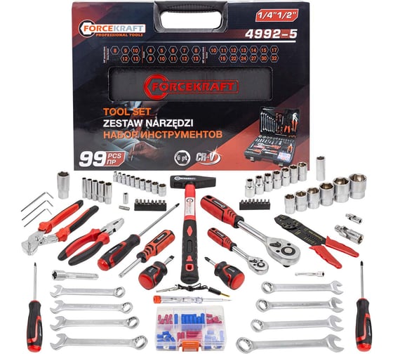 Изображение товара Набор инструментов Forcekraft 99пр. 1/4", 1/2" FK-4992-5(58254)