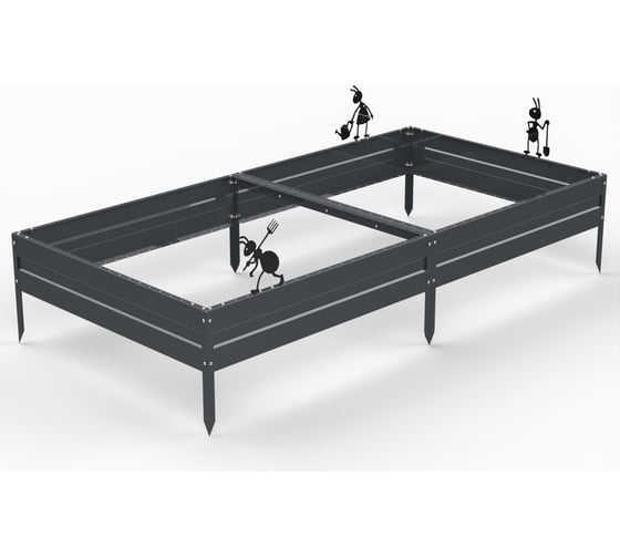 Изображение товара Грядка Metalex серия KitGarden 2x1 х 0.2 м. Серая 114034