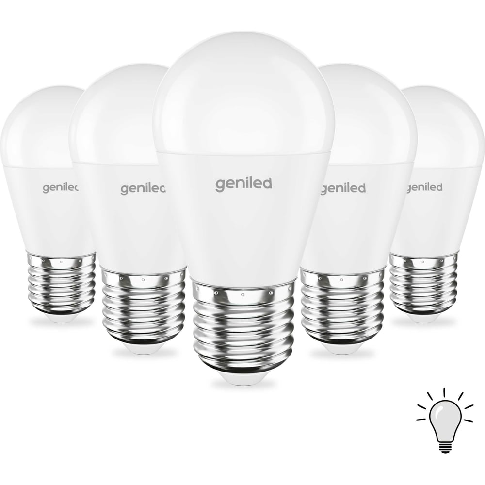 Изображение товара Светодиодная энергосберегающая лампа geniled E27 G45 9Вт 4000K 90Ra 5 шт