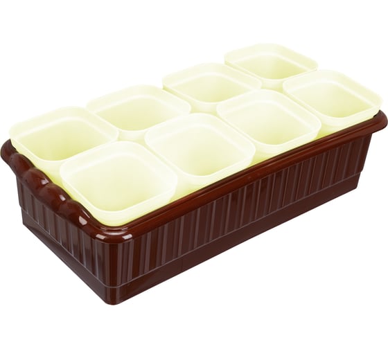 Изображение товара Набор для рассады PALISAD поддон 322x166x82 мм, 8 горшочков по 250 мл с выдвижным дном 643448