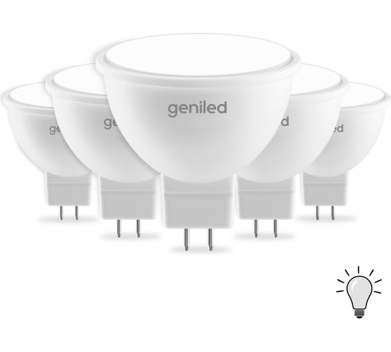 Изображение товара Светодиодная энергосберегающая лампа geniled GU5.3 MR16 9Вт 4000K 90Ra Софит 5 шт 01385_4000_5
