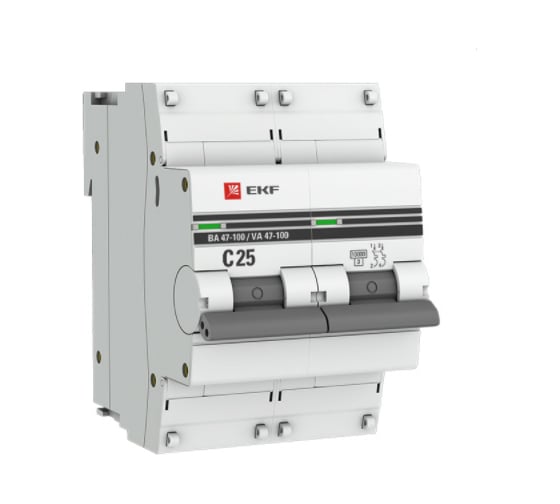 Изображение товара Автоматический выключатель EKF PROxima ВА 47-100, 2P, 25А, 10kA mcb47100-2-25C-pro