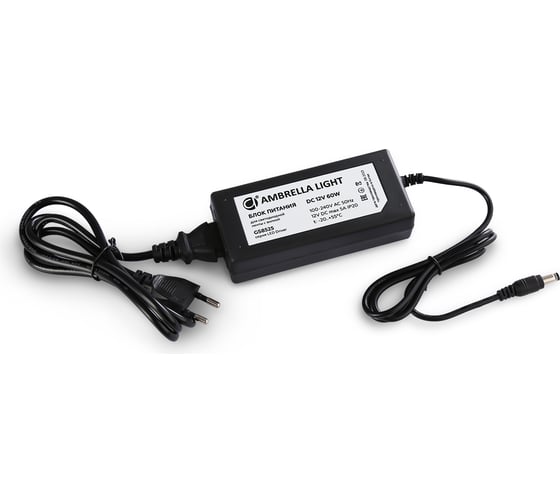 Изображение товара Блок питания Ambrella Light для светодиодной ленты с вилкой 12V 60W 5A IP20 ILLUMINATION GS8525