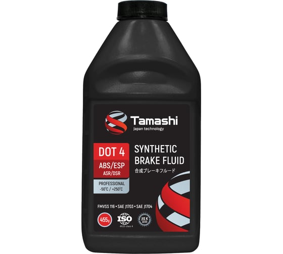Изображение товара Жидкость тормозная Tamashi DOT4 ABS/ESP, 455г (FMVSS 116, SAE J1703, SAEJ1704) BFT05