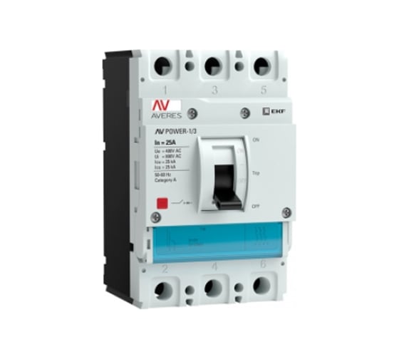 Изображение товара Автоматический выключатель EKF AV POWER-1/3, 25А, 35kA, TR 1 шт. mccb-13-25-TR-av