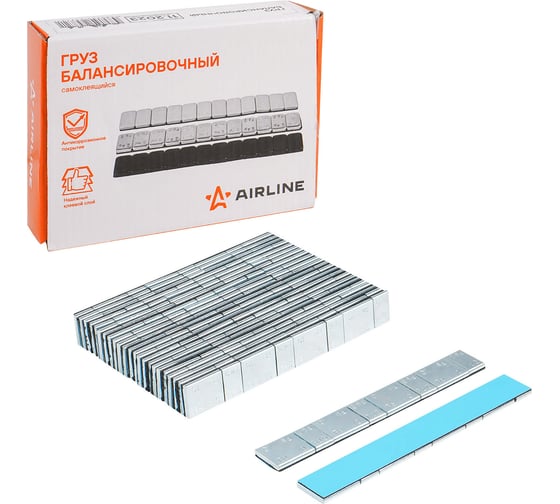 Изображение товара Груз балансировочный самоклеящийся Airline стальной 4x5гр/4x10гр, 50 шт., прямые углы ATRK181