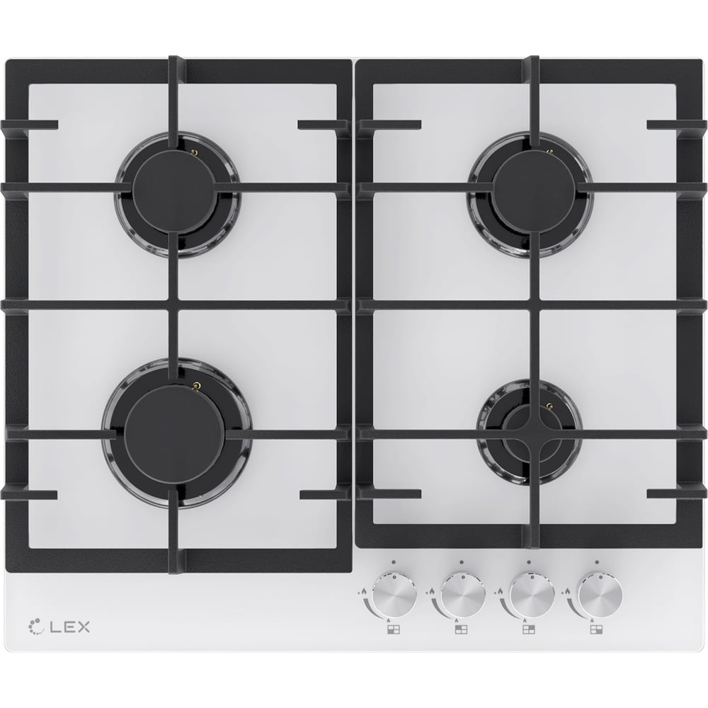 Изображение товара Газовая панель LEX GVG 642A MLS WH - 4 конфорки, 7. 5 кВт, электроподжиг
