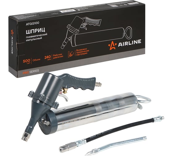Изображение товара Шприц Airline пневматический импульсный 500мл PRO, клапан уд. воздуха (возможно примен. картриджа) ATGG100