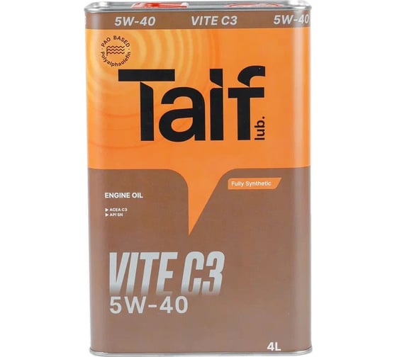 Изображение товара Автомобильное масло TAIF VITE 5W-40 SN, C3, 4 л 211018