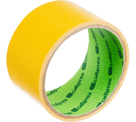 Изображение товара Клейкая двусторонняя лента на полипропиленовой основе СИБРТЕХ 50 мм х 5 м 88713