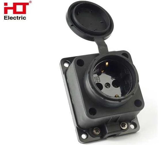 Изображение товара Розетка настенная HLT с заглушкой каучук (10 шт в упак) 2Р+РЕ 16А 250В IP44 083-05-03