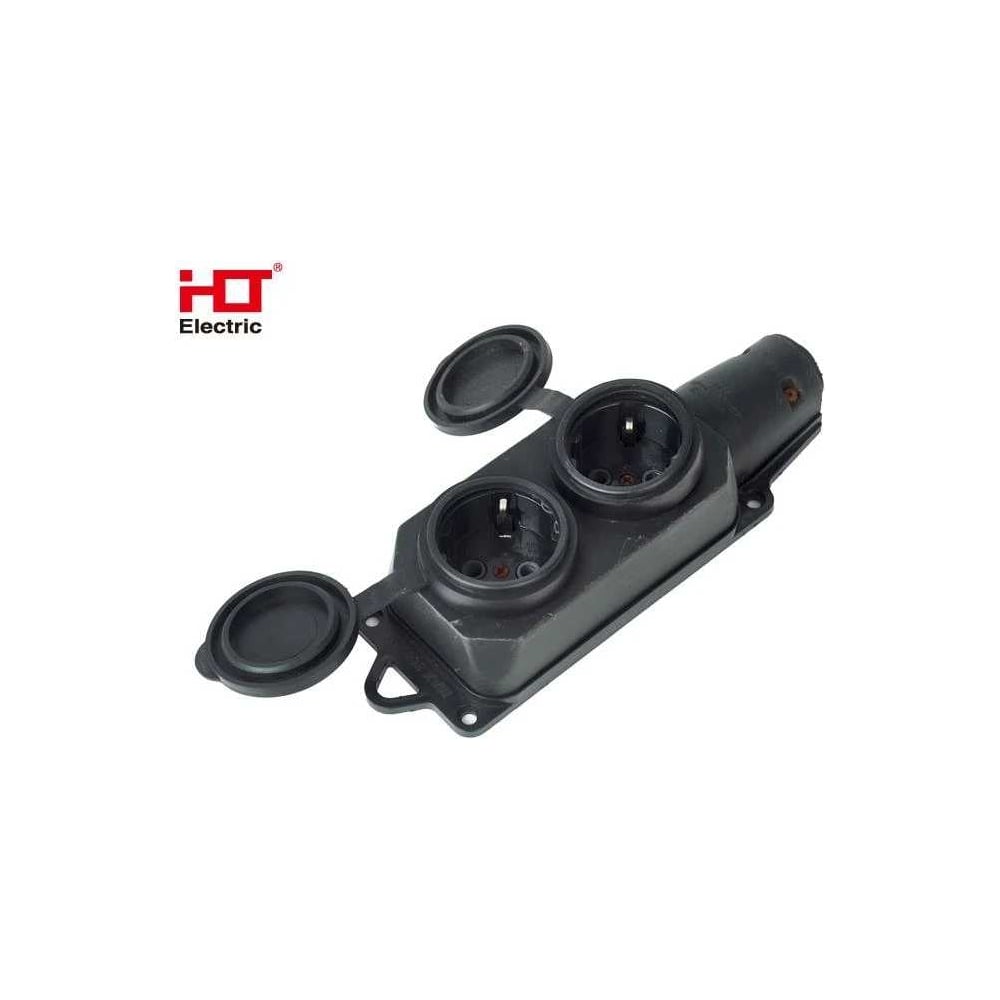 Изображение товара Розетка двухместная HLT с заглушками каучук (10 шт в упак) 2Р+РЕ 16А 220В IP44 083-05-05 Изображение товара Розетка двухместная HLT с заглушками каучук (10 шт в упак) 2Р+РЕ 16А 220В IP44 083-05-05