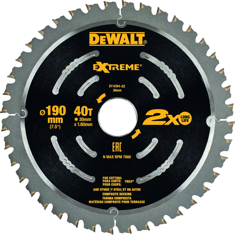 фото Диск пильный по террасной доске extreme (190x30 мм) dewalt dt4394-qz