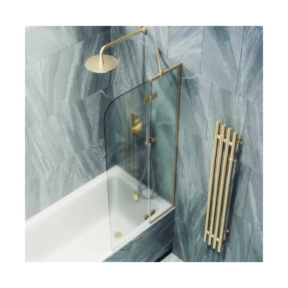 Изображение товара Шторка поворотная с добором MaybahGlass 1400х690 6 мм сатин для ванной