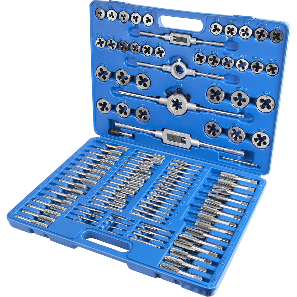 Изображение товара Набор метчиков и плашек метрический Станкоимпорт 110 предметов ST4145 профессиональный