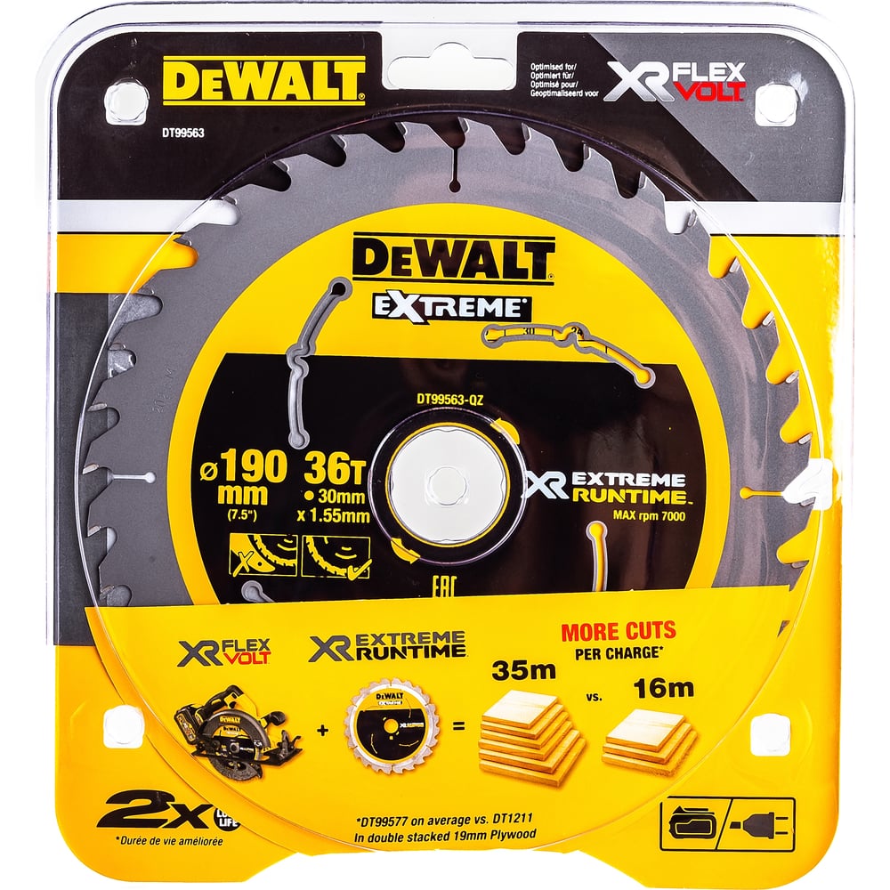 Изображение товара Диск пильный XR DEWALT 190 мм 36 зубьев по дереву DT99563-QZ