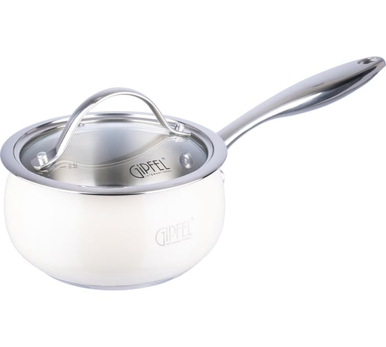 Изображение товара Ковш GIPFEL NOVELLA 1,0 л / 14x7 см со стеклянной крышкой, с индукционным капсульным дном. Материал: нержавеющая сталь 18/10. Толщина: 0,8мм. Цвет: бежевый 52289