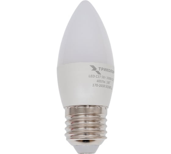 Изображение товара Лампа светодиодная Триколор LED C37 5Вт 3000K E27 LED-TR-C375w3KE27