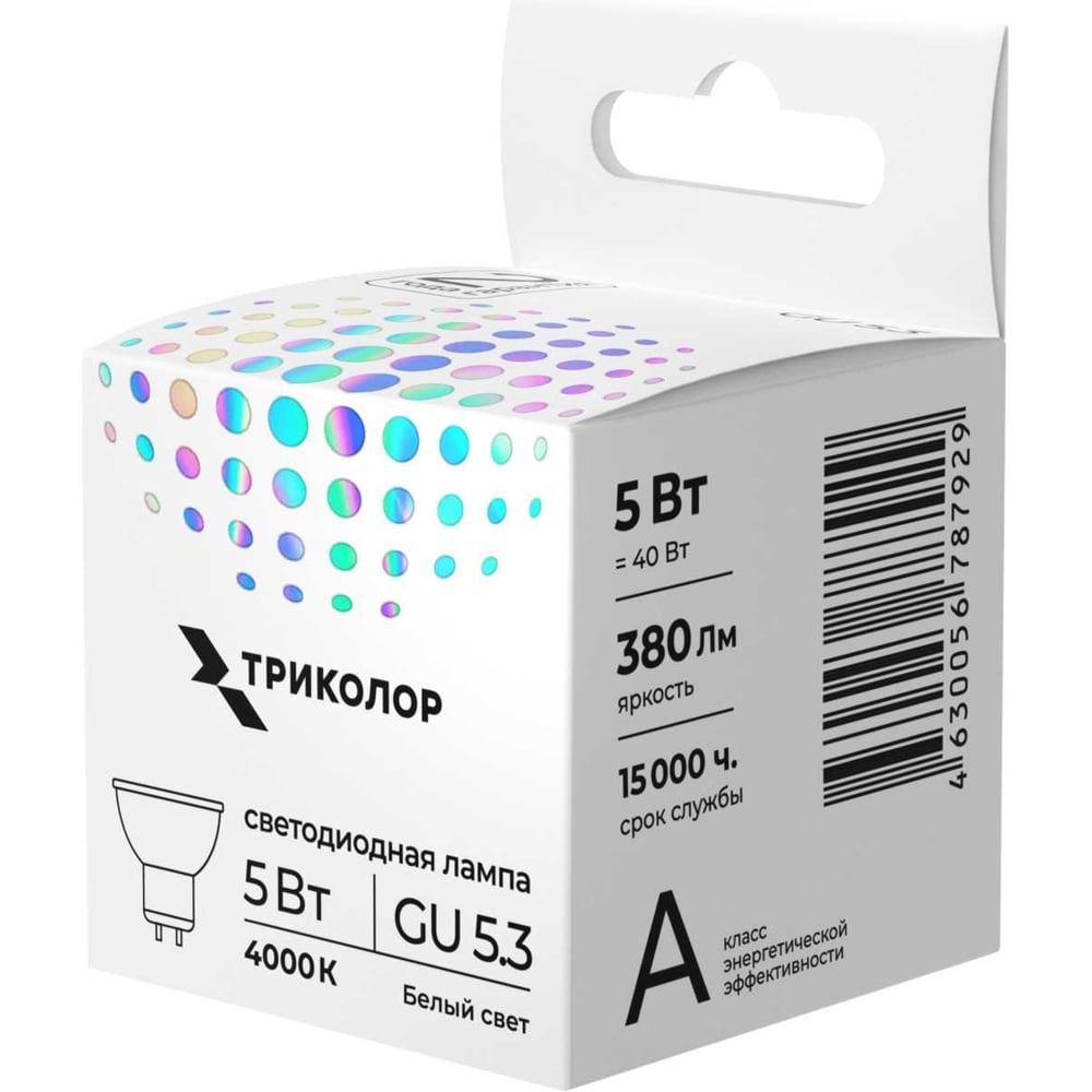Изображение товара Лампа светодиодная Триколор LED MR16 5Вт 4000K GU5,3 LED-TR-MR165w4KGU5,3