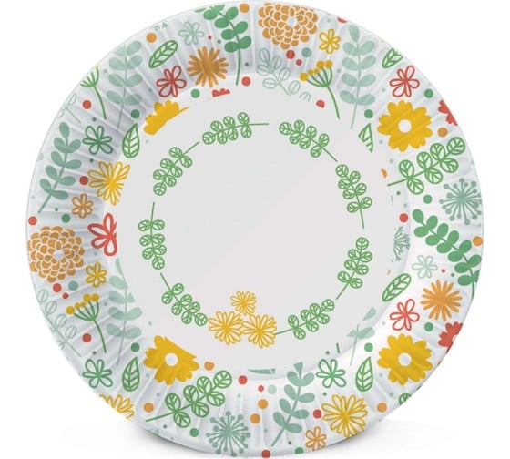 Изображение товара Набор бумажных тарелок ND Play Желтые цветы 6 шт, 180 мм 303016