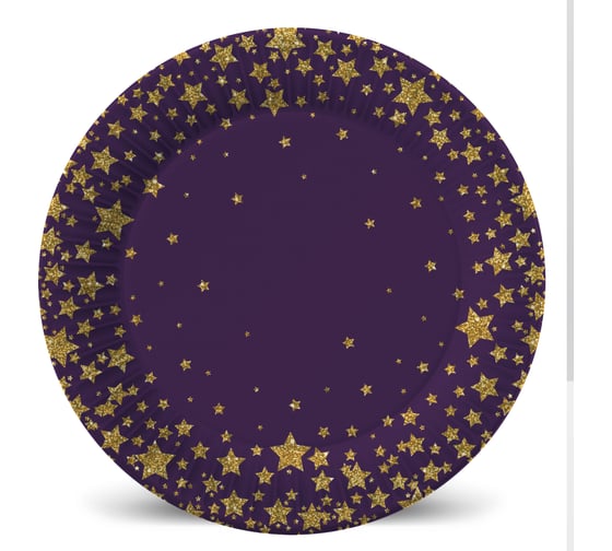 Изображение товара Набор бумажных тарелок ND Play Звезды на черном - 2 6 шт, 230 мм 301601