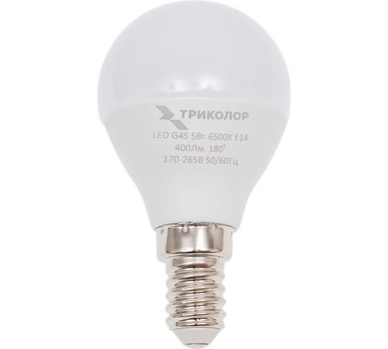 Изображение товара Лампа светодиодная Триколор LED G45 5Вт 6500K E14 LED-TR-G455w6KE14