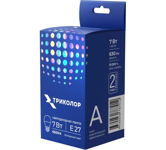 Изображение товара Лампа светодиодная Триколор LED G45 7Вт 6500K E27 LED-TR-G457w6KE27