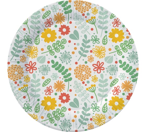 Изображение товара Набор бумажных тарелок ND Play Желтые цветы 6 шт, 230 мм 303018
