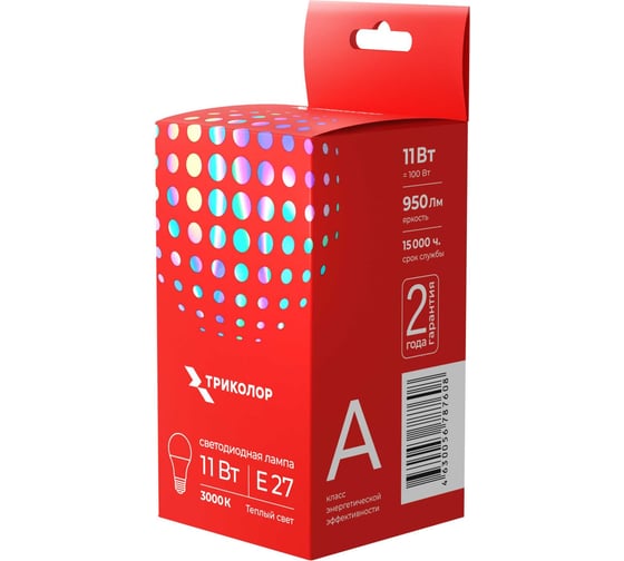Изображение товара Лампа светодиодная Триколор LED А60 11Вт 3000K E27 LED-TR-А6011w3KE27