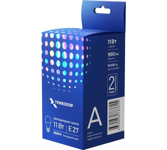 Изображение товара Лампа светодиодная Триколор LED А60 11Вт 6500K E27 LED-TR-А6011w6KE27