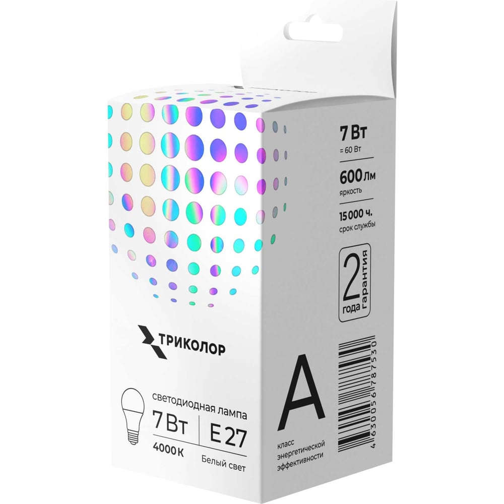 Изображение товара Лампа светодиодная Триколор LED А60 7Вт 4000K E27 LED-TR-А607w4KE27