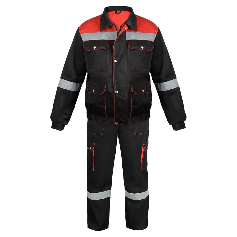 Изображение товара Костюм PROSAFE ПЕЧОРА куртка с полукомбинезоном черный/красный 52-54