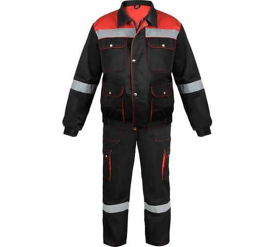 Изображение товара Костюм PROSAFE "ПЕЧОРА" (куртка с полукомбинезоном, черный/красный) 170-176 (56-58) 4660272907085