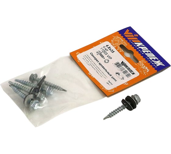 Изображение товара Кровельный саморез VIPкрепеж цинк 4,8/35 4шт 11003 VIP