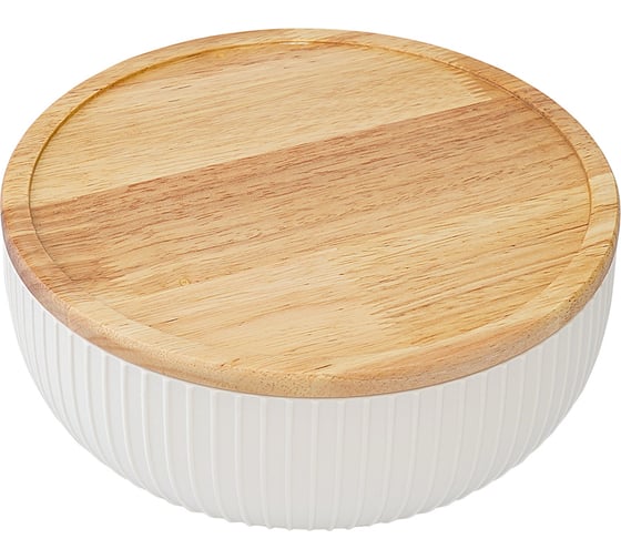 Изображение товара Салатник с крышкой из каучукового дерева Liberty Jones Soft Ripples Dual Glazing, диаметр 22 см LJ000017