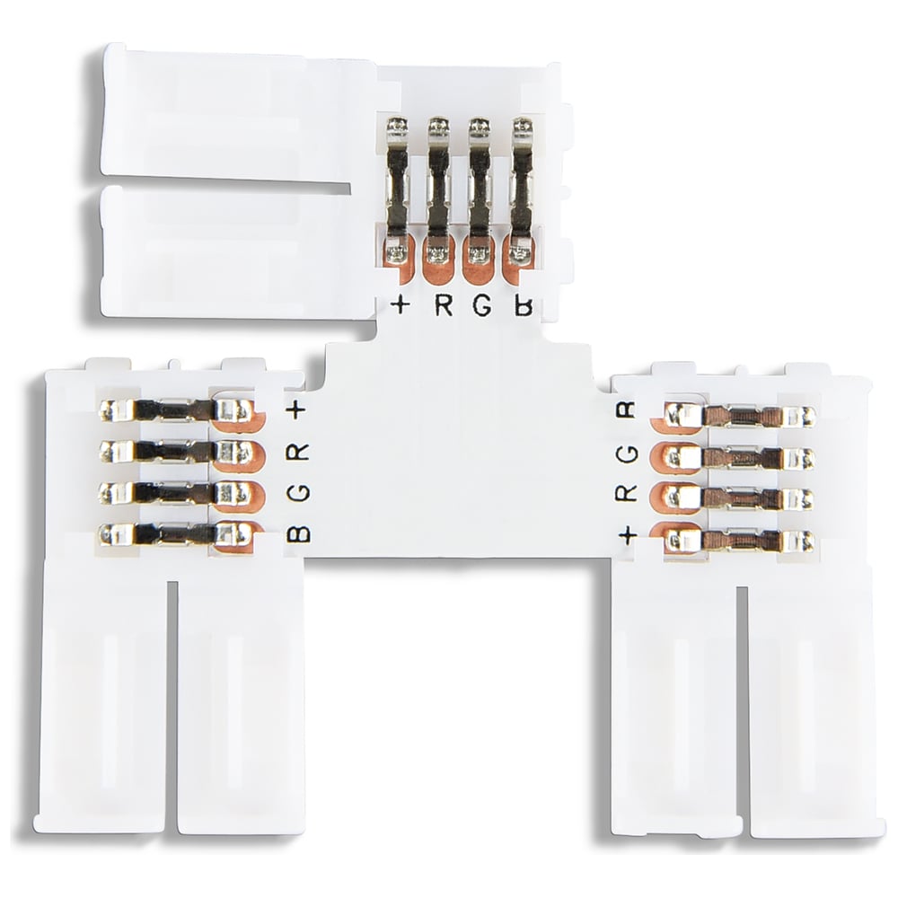 Изображение товара Соединитель T-образный Ambrella Light для светодиодной ленты 5050 12/24V (4 конт.)