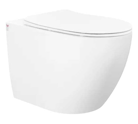 Изображение товара Унитаз подвесной безободковый Iberica Blanca BILBAO ALTO белый, чаша с антибактериальным покрытием, тонкое сидение дюропласт soft close IB.BLA.231.1B1