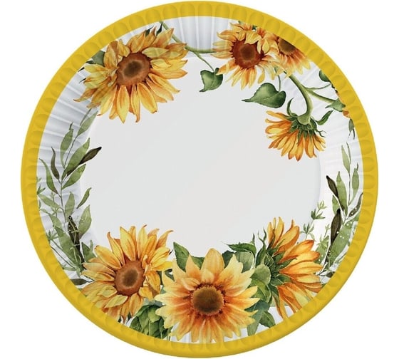 Изображение товара Набор бумажных тарелок ND Play Подсолнухи, 6 шт, 180 мм 308690