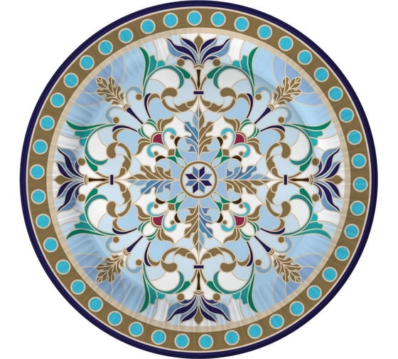 Изображение товара Набор бумажных тарелок ND Play Царская-калейдоскоп голубая, 6 шт, 180 мм 308708